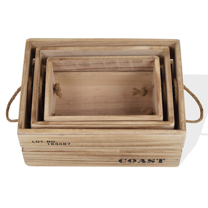 Holzkisten 3er-Set Paulowniaholz Vintage-Stil 3 Grössen - Bild 6