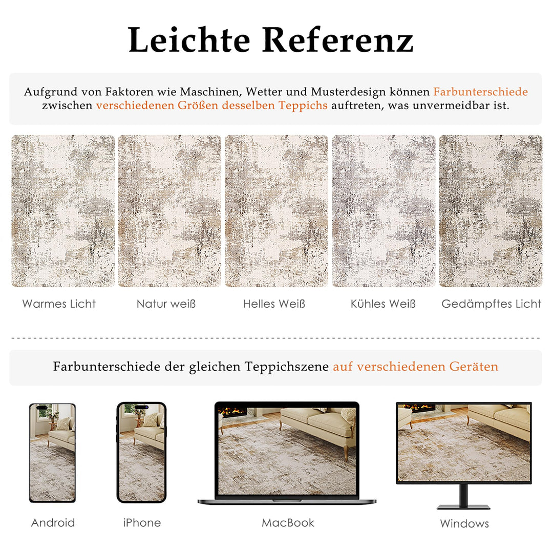 Teppich Wohnzimmer 200x300cm Polyester waschbar Braun/Grau - Bild 2