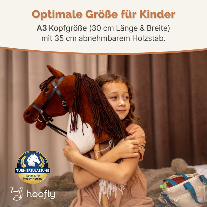 Steckenpferd Hobby Horse mit Wollmähne &amp; Trense, 40 cm Stab - Bild 2