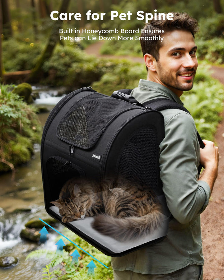 Haustier-Rucksack XL Oxford faltbar mit 4-seitigem Netz für Katzen &amp; Hunde - Bild 7
