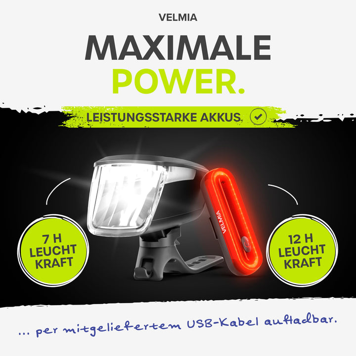 Fahrradlichter Set StVZO 100 LUX LED aufladbar mit Bremslicht - Bild 6