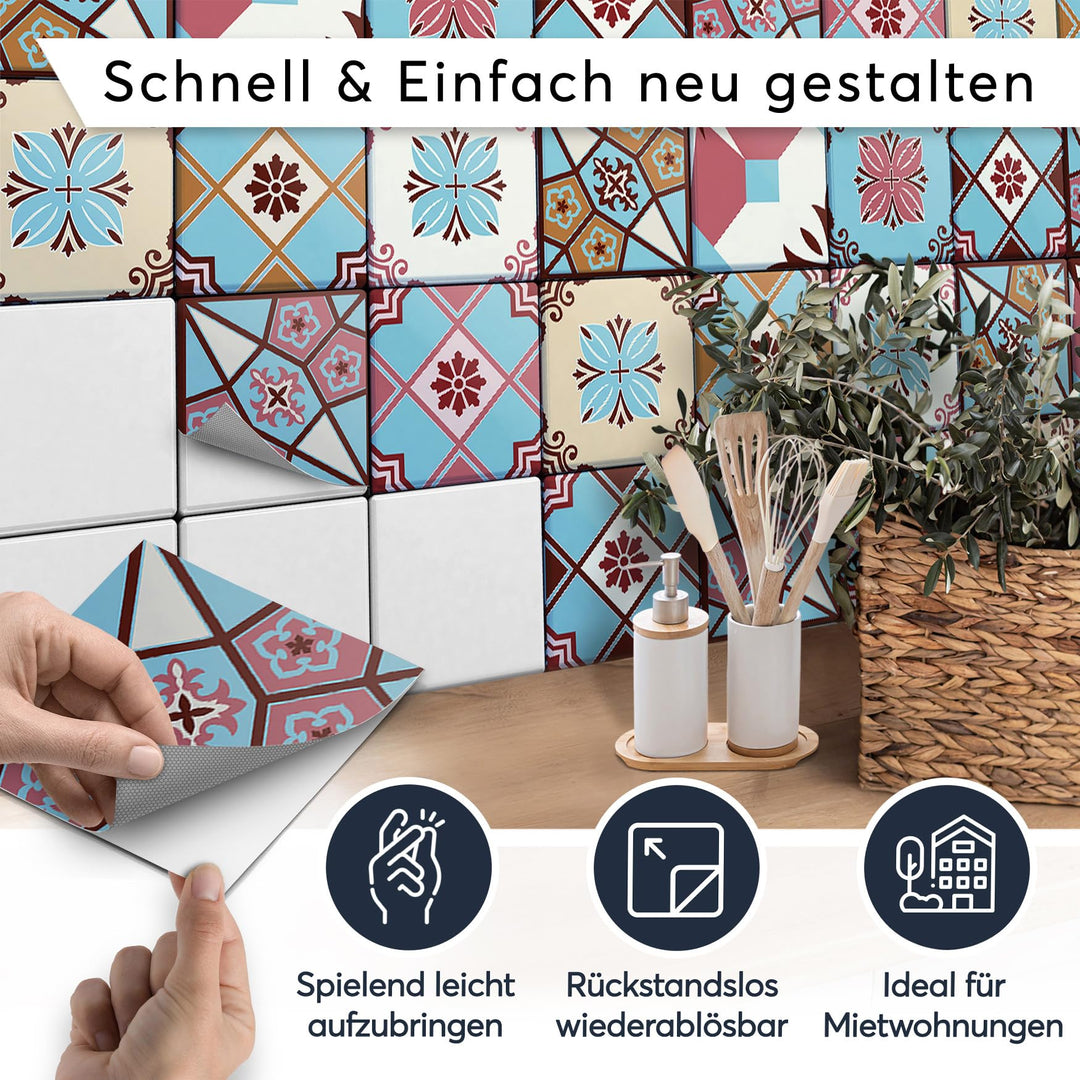 Fliesenfolie selbstklebend Vinyl 10x10 cm 36-teilig Mosaik-Design - Bild 2