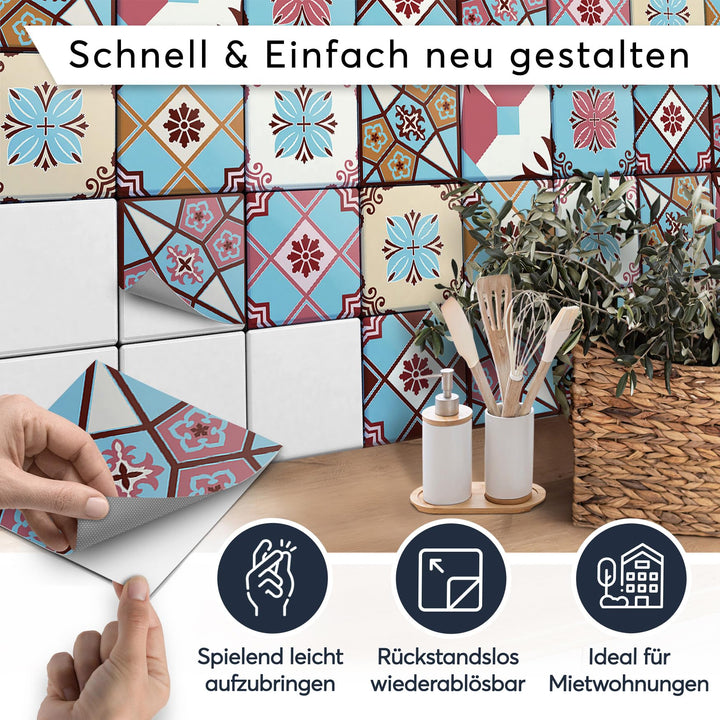 Fliesenfolie selbstklebend Vinyl 10x10 cm 36-teilig Mosaik-Design - Bild 2