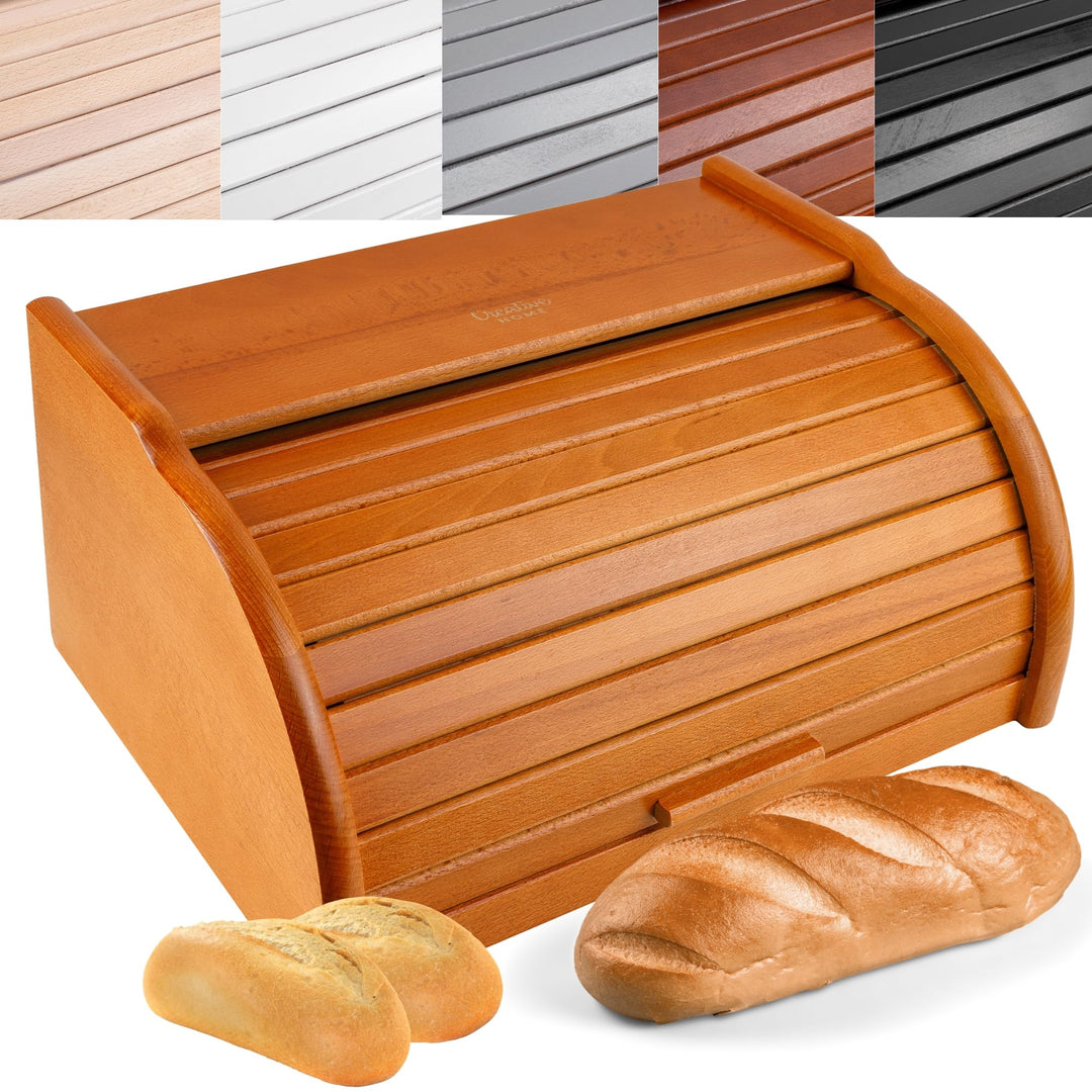 Brotkasten Holz mit Rolldeckel Erle 38x28,5x17,5 cm
