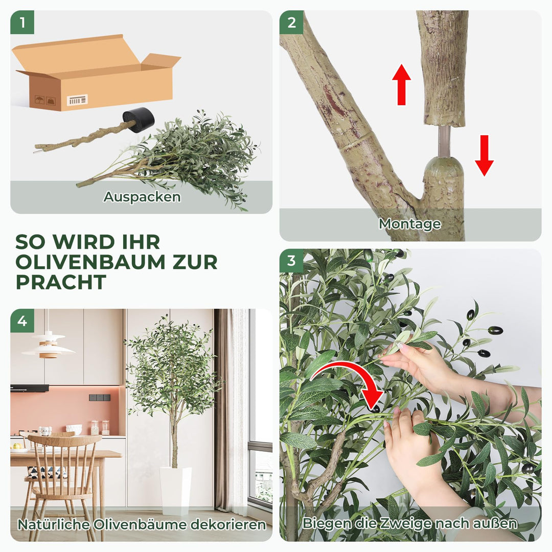 Kunstpflanze Olivenbaum 180 cm Polyester mit Topf fuer Innenraum - Bild 3