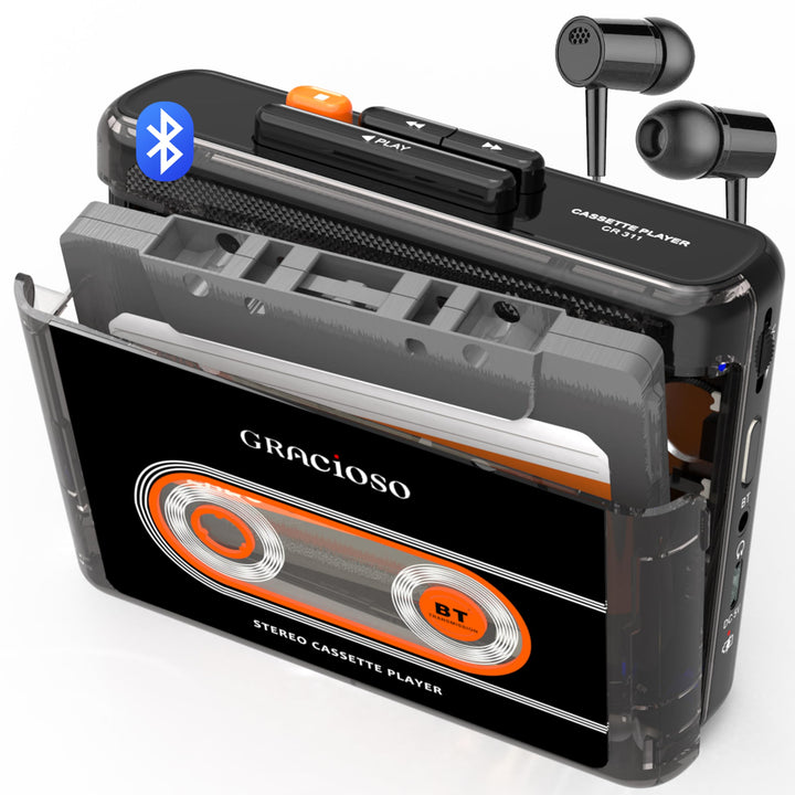 Kassettenspieler Bluetooth 5.2 mit 1100 mAh Akku und Clip