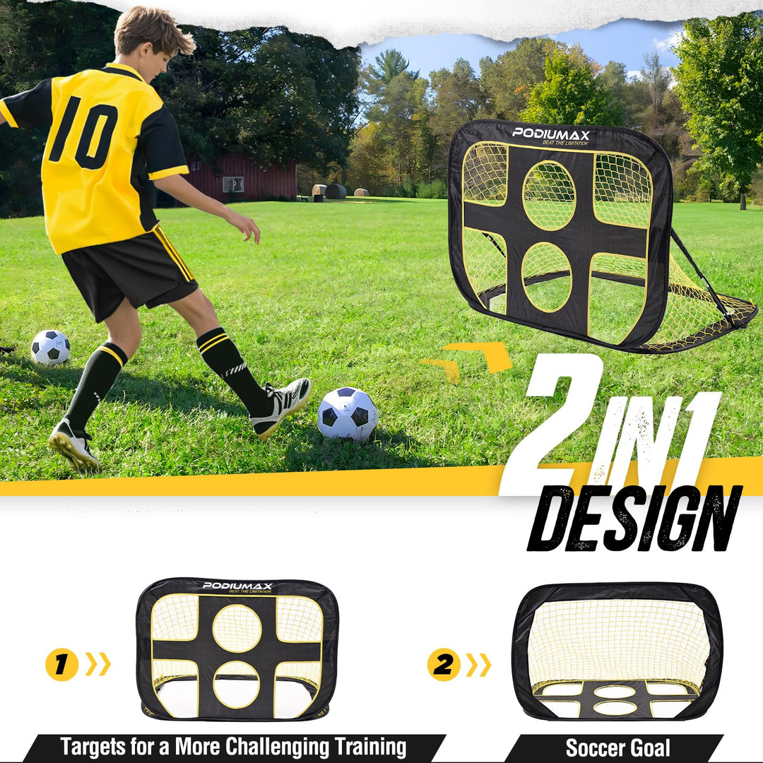 Fussballtor 2-in-1 Pop-up 120x80x80 cm mit Zielzonen Indoor/Outdoor - Bild 2