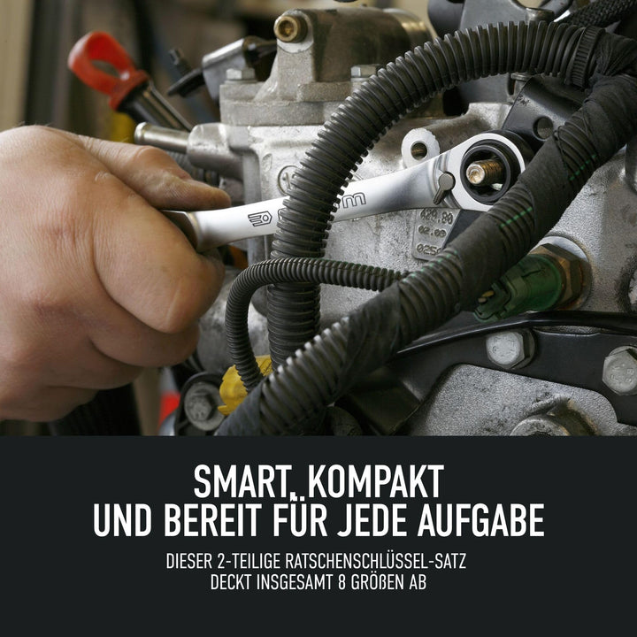 Knarren-Ringratschenschlüssel-Satz 2-tlg. 8 Grössen 5° Drehwinkel - Bild 2
