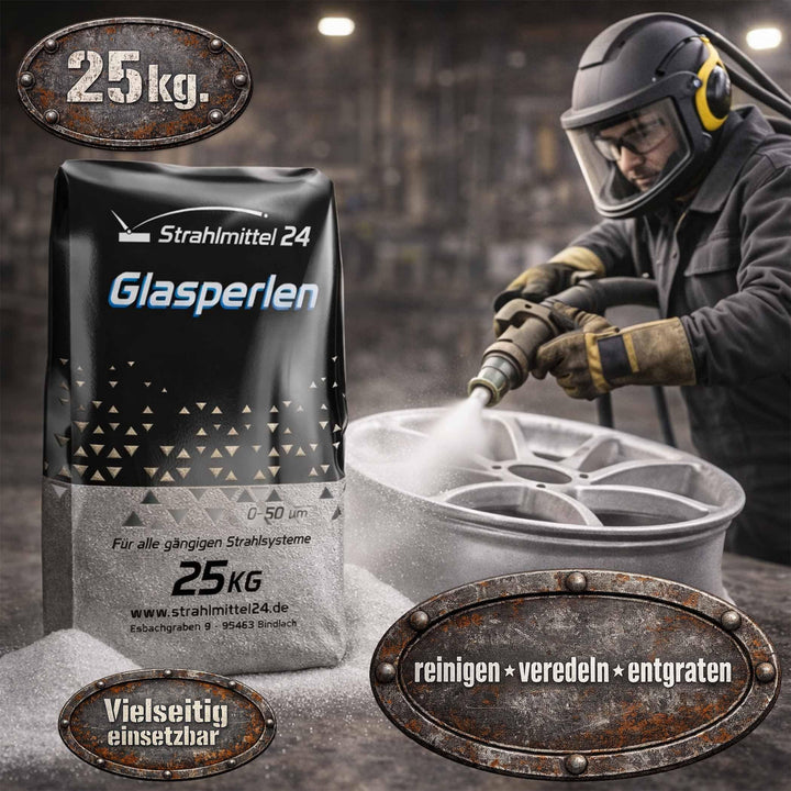 Glasperlen Strahlmittel 100–200 µm für Metall und Kunststoff 25 kg - Bild 2