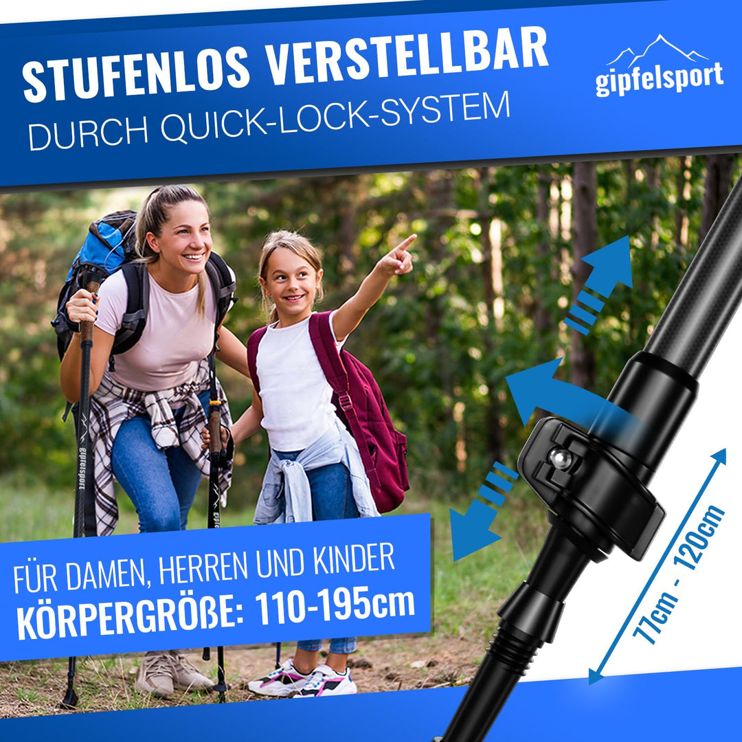 Nordic Walking Stöcke Carbon Teleskop verstellbar 77–120 cm - Bild 4