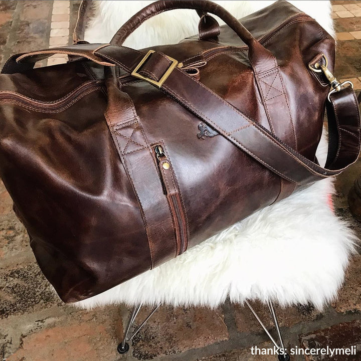 Reisetasche Echtleder XL Weekender Herren Damen braun handgefertigt - Bild 9