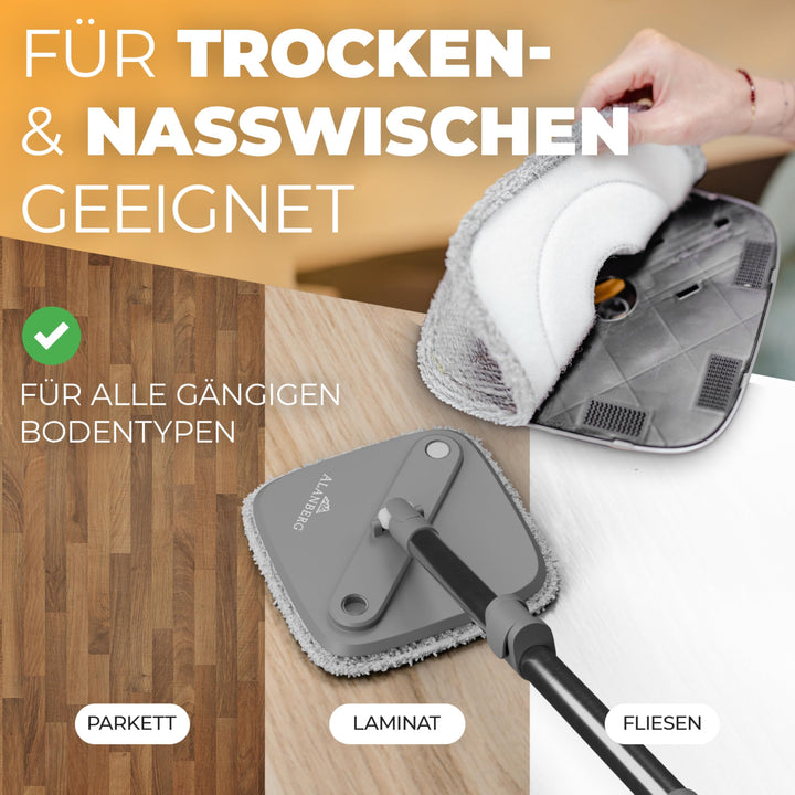 Wischmopp Set mit 2-Kammer-Eimer Schleudermechanismus Hartboden - Bild 4