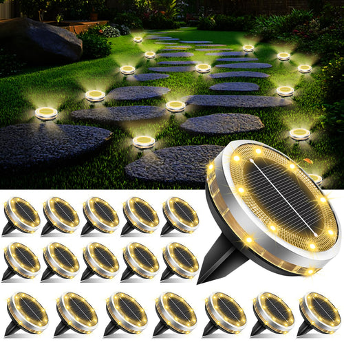Solar Bodenleuchte Aussen IP65 12 LEDs Warmweiss 18er-Set