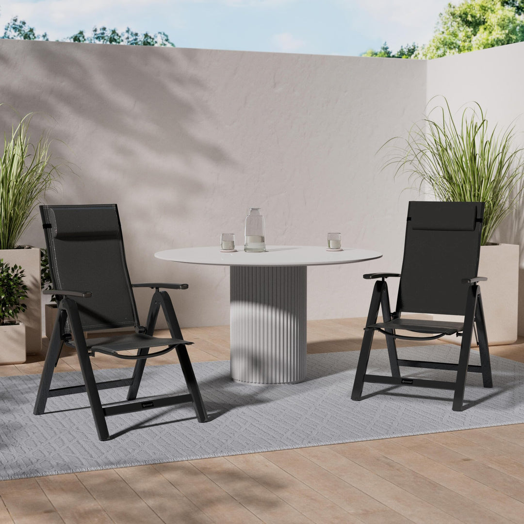 Gartenstuhl Hochlehner Aluminium 6er-Set klappbar mit Kopfkissen anthrazit - Bild 2