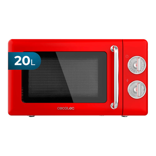 Mikrowelle Retro-Design 700W 20L mit Timer mechanisch Rot
