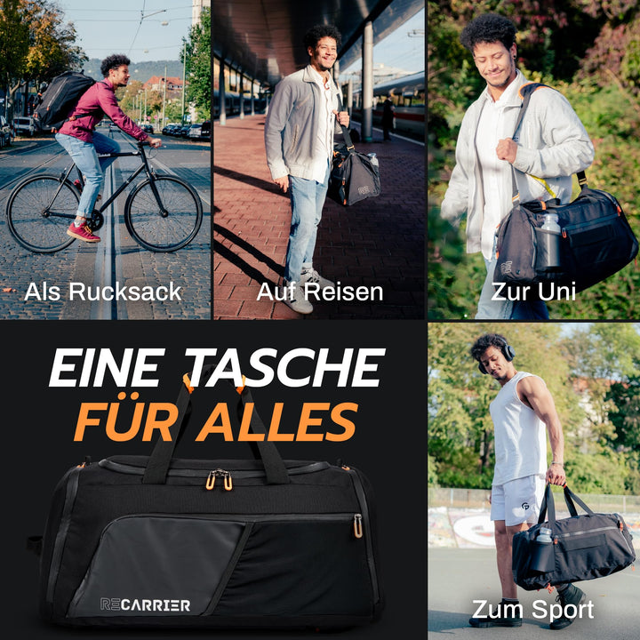 Sporttasche &amp; Rucksack 50L recyceltes PET mit Schuhfach wasserdicht - Bild 4
