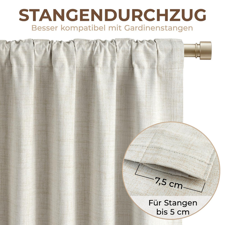 Verdunklungsvorhänge 100% Blickdicht Hellbeige 2er-Set 245x140 cm - Bild 8