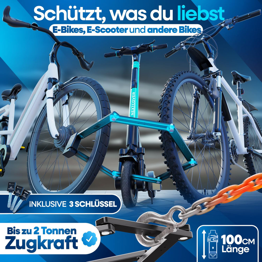 Faltschloss Fahrrad 100cm gehärteter Stahl mit Halterung und 3 Schlüsseln - Bild 5