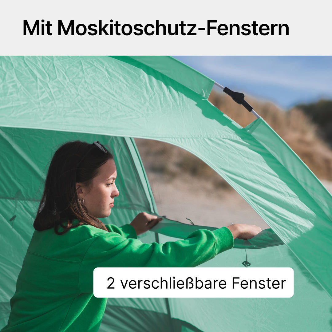 Strandmuschel Pop-Up UV80 für 2 Personen mit Windschutz mintgrün - Bild 6