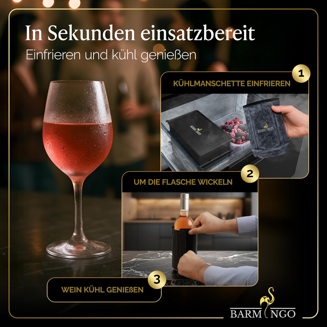 Weinkühler Edelstahl doppelwandig mit 2 Kühlmanschetten bis 6h - Bild 5