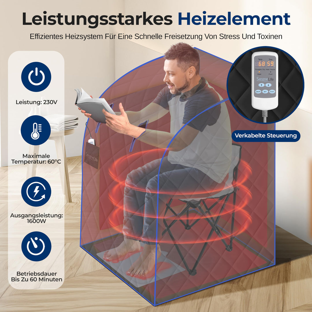 Dampfsauna Zelt faltbar 70x80x98 cm mit Stuhl und Heizmatte - Bild 4