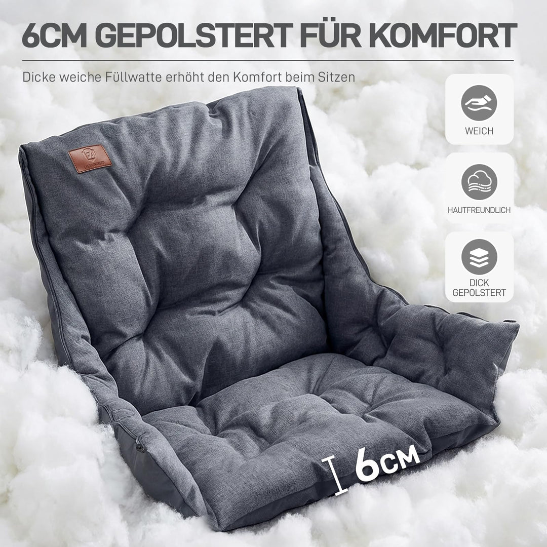 Campingstuhl Faltbar 2-in-1 mit 6cm Polsterung 180kg XXL grau - Bild 3
