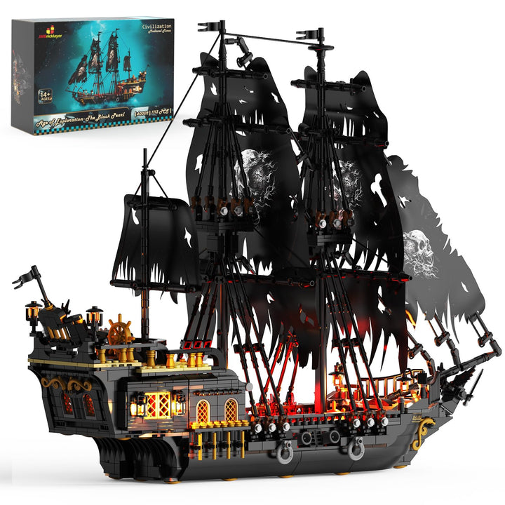 Piratenschiff Klemmbaustein-Modell mit LED-Beleuchtung 1713 Teile