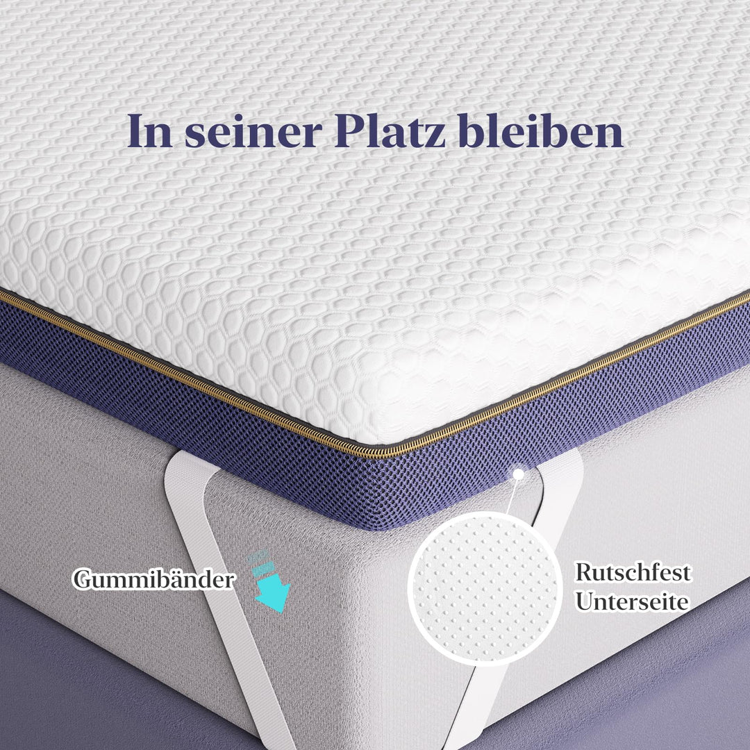 Matratzentopper 10cm 160x200cm Gel Memory Foam H3/H4 fest - Bild 4