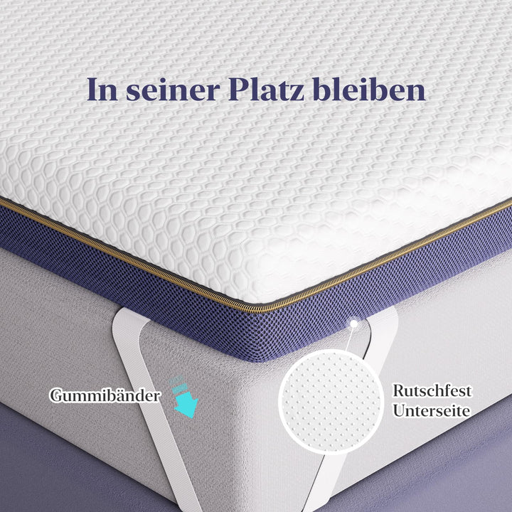 Matratzentopper 10cm 160x200cm Gel Memory Foam H3/H4 fest - Bild 4