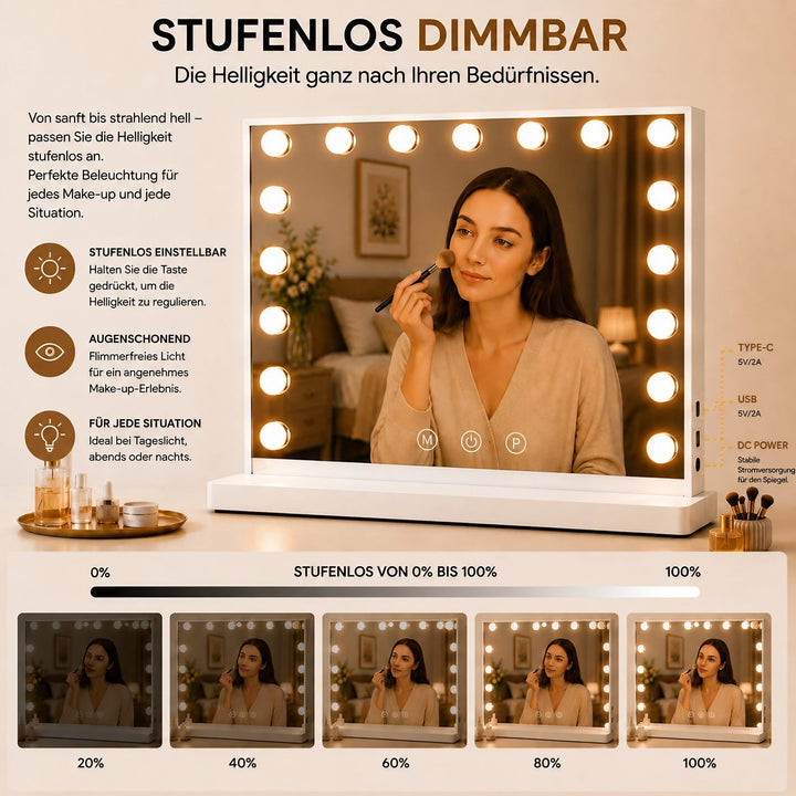 Hollywood-Schminkspiegel beleuchtet 60x52 cm mit LED und 10x Vergrösserung - Bild 9