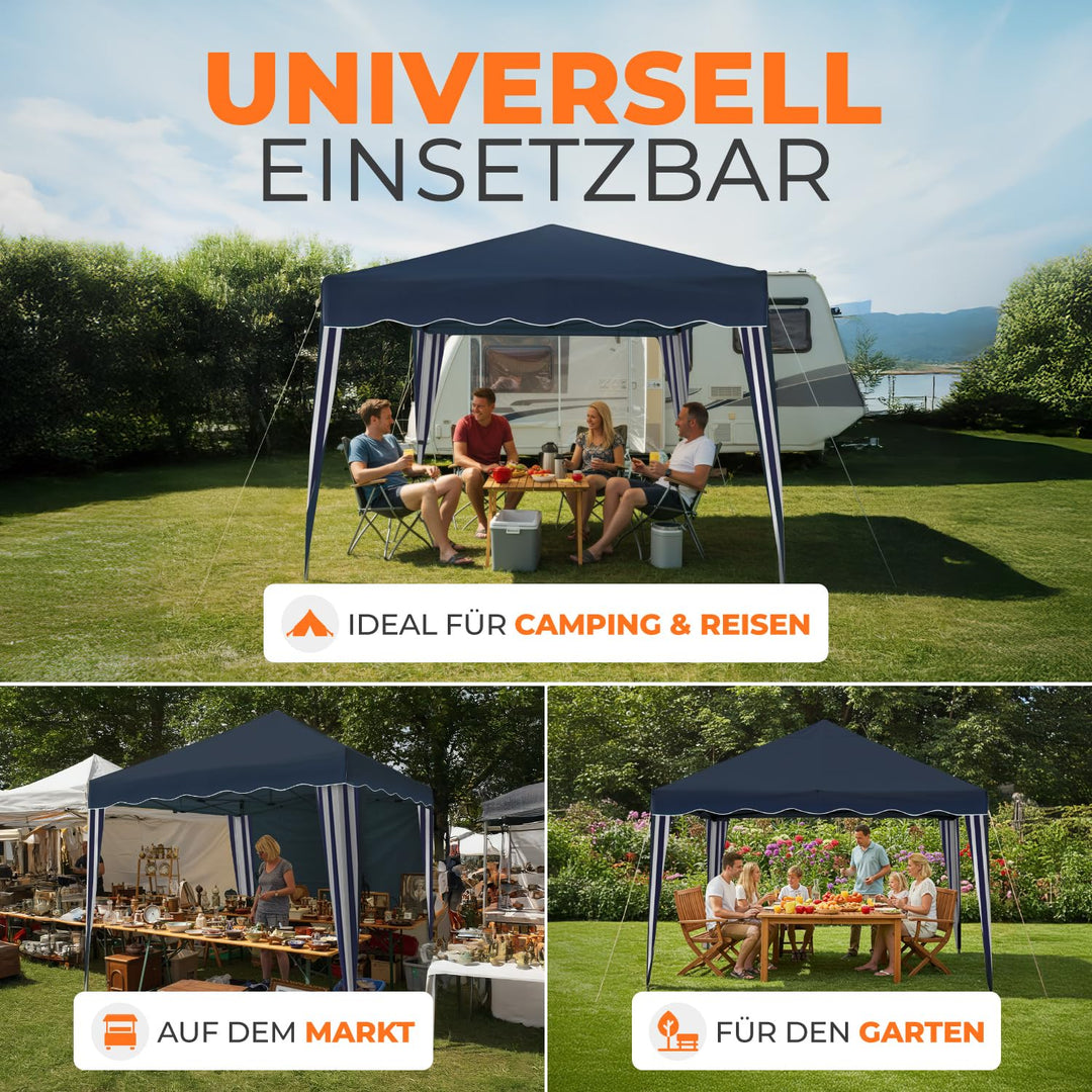 Faltpavillon 3x3 m wasserdicht UV50+ Stahl mit 4 Seitenteilen Blau - Bild 7