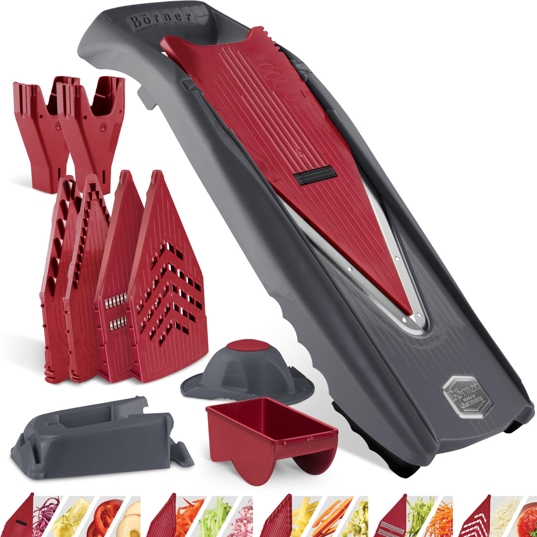 Gemüsehobel Profi-Set mit Marinier-Rolle 5 Einsätze Mandoline
