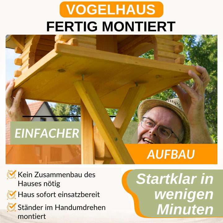 Vogelhaus mit Ständer Bitumendach Futtersilo Garten Größe L - Bild 5