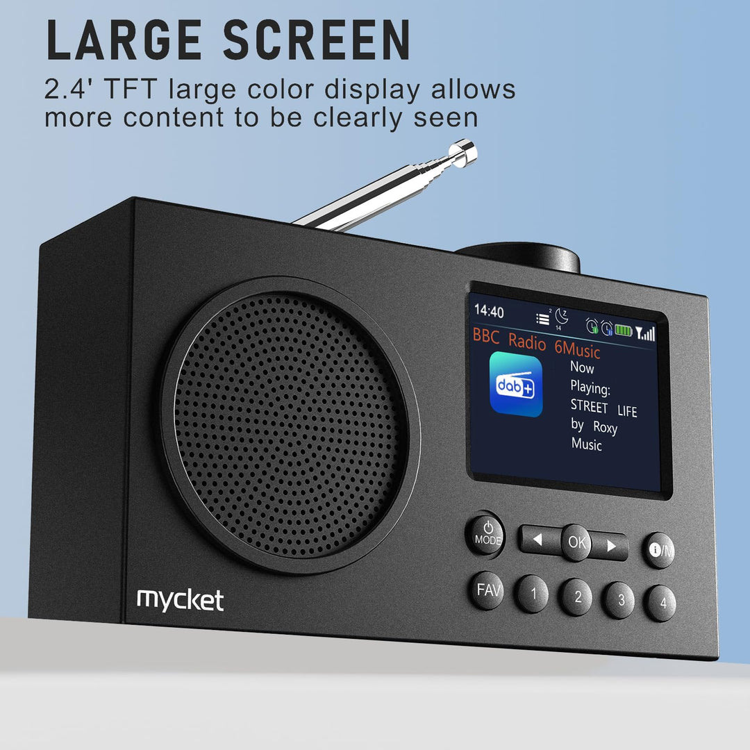 DAB+ Radio tragbar mit Bluetooth 5.0 und Dual-Wecker 2,4-Zoll-Display - Bild 3