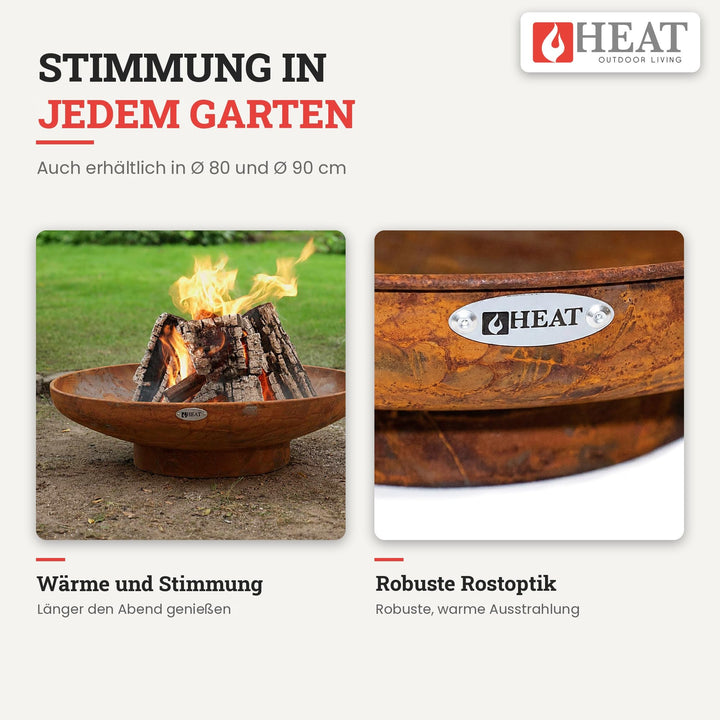 Feuerschale Stahl 60 cm Rostoptik für Garten und Terrasse - Bild 5