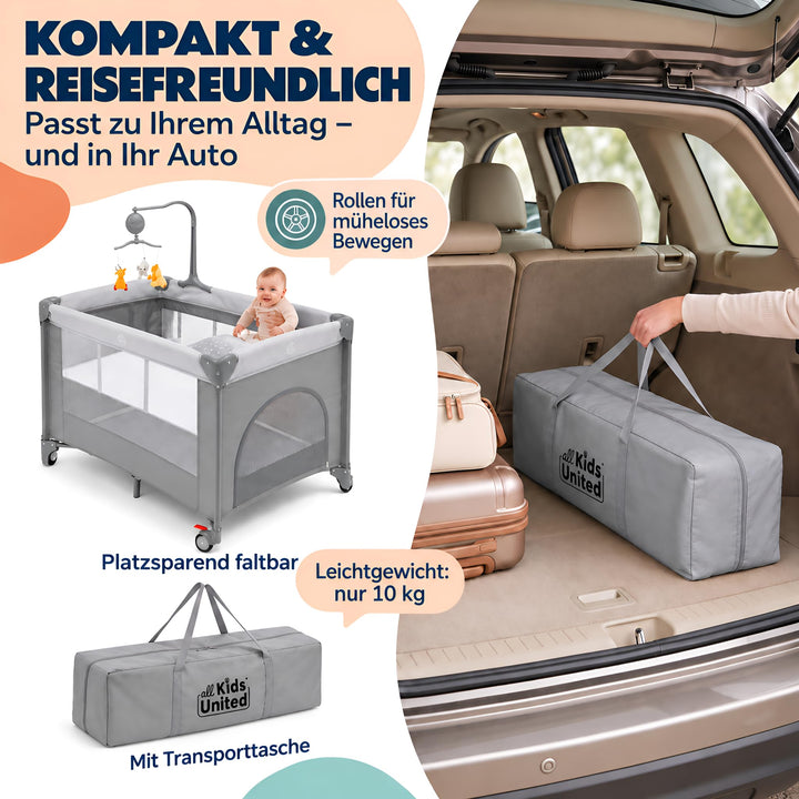 Reisebett Baby 3-in-1 mit Wickelauflage, Mobile &amp; Tragetasche - Bild 7