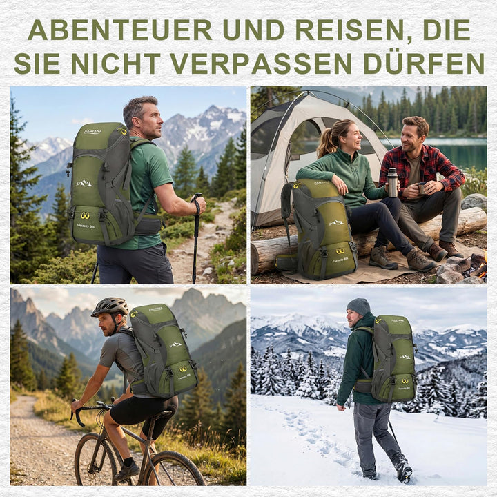 Wanderrucksack 50L mit Regenhülle Trekking Camping Unisex - Bild 7