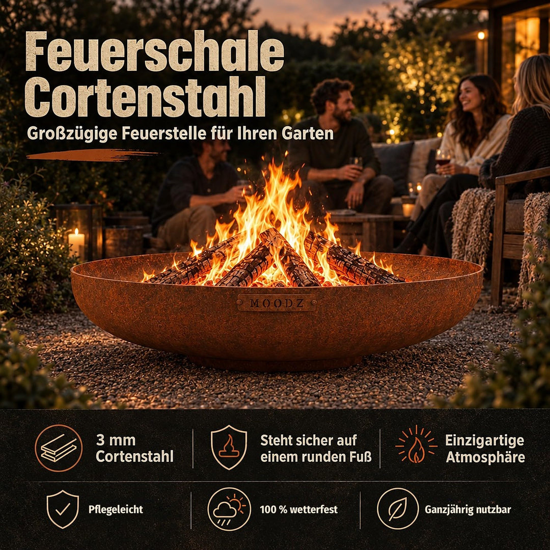 Feuerschale Cortenstahl Ø 100 cm mit Ringfuss für Garten - Bild 6