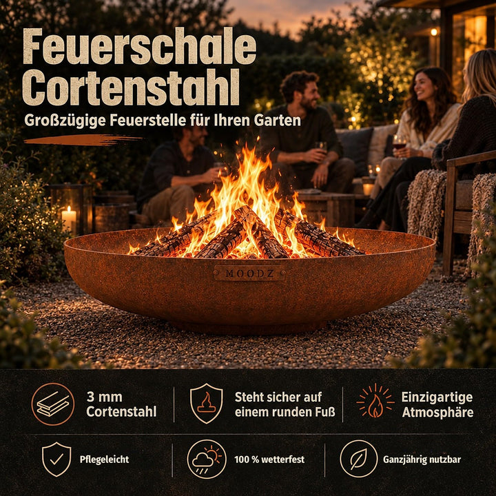 Feuerschale Cortenstahl Ø 100 cm mit Ringfuss für Garten - Bild 6