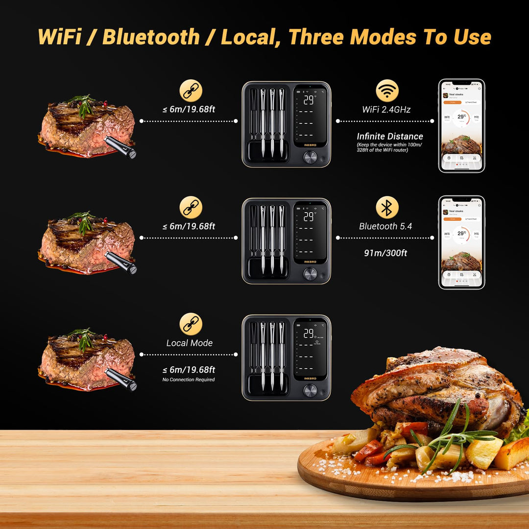 Grillthermometer kabellos 4 Sonden WiFi Bluetooth App-Steuerung - Bild 2