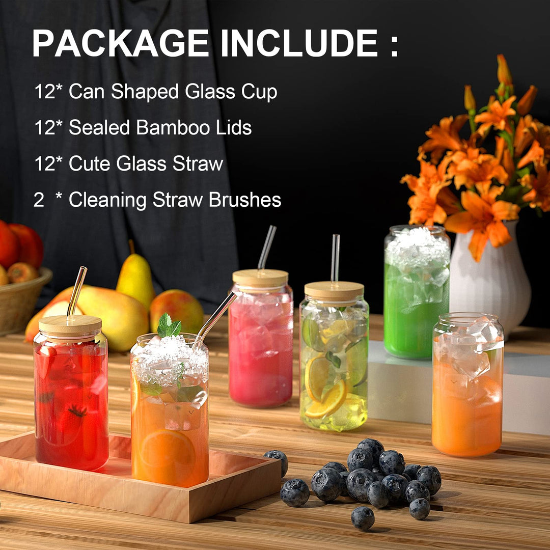 Trinkgläser mit Deckel und Strohhalm 450ml 12er Set transparent - Bild 2