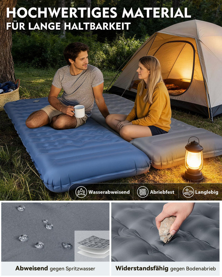Aufblasbare Isomatte Camping 12 cm mit Kissen &amp; Fusspumpe 196x66 cm - Bild 5