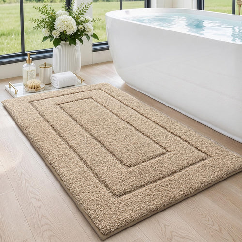 Badematte Mikrofaser rutschfest Beige 60x110 cm