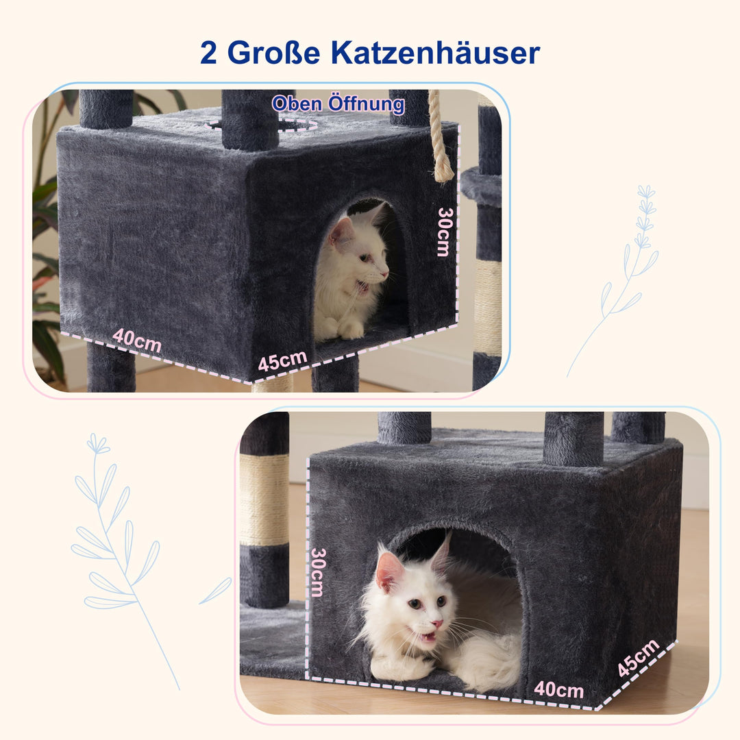 Kratzbaum 174 cm für grosse &amp; schwere Katzen, 15 Kratzsäulen