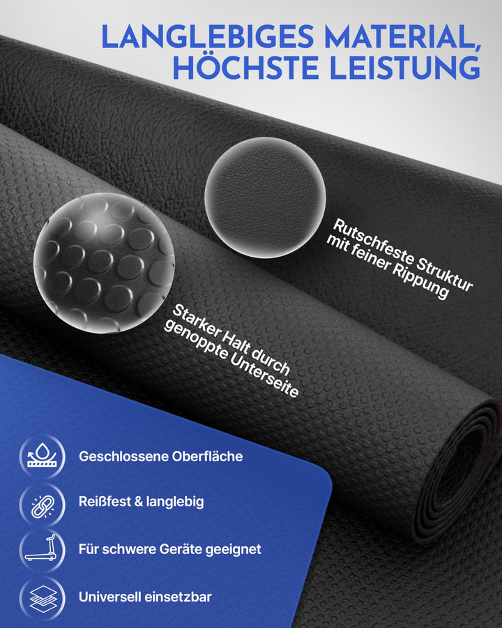 Bodenschutzmatte Fitnessgeräte 200x90cm 8mm rutschfest schwarz - Bild 2