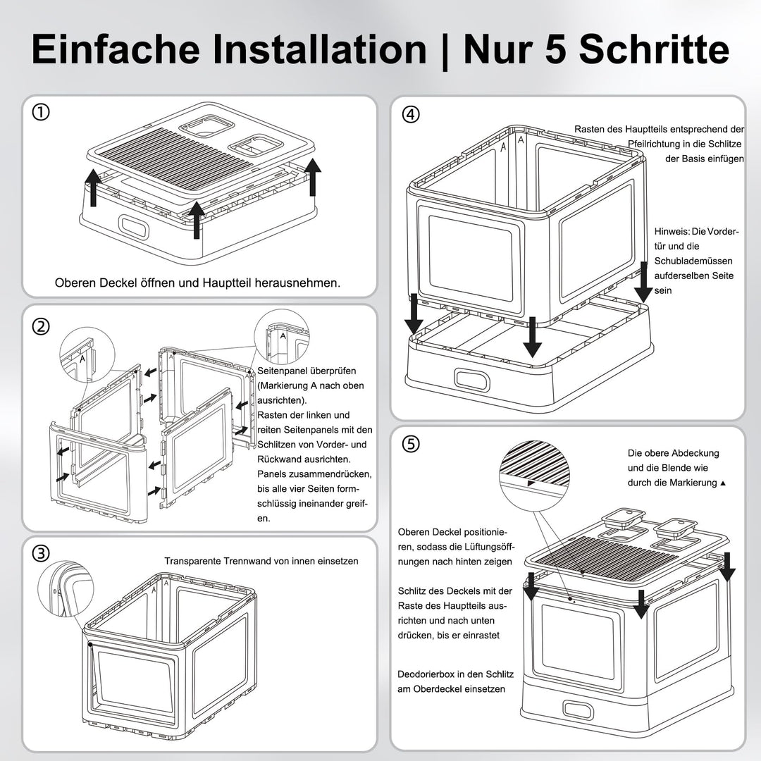Geschlossene Katzentoilette Edelstahl XL mit Schublade und Matte - Bild 7