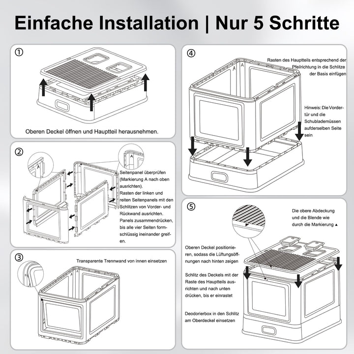 Geschlossene Katzentoilette Edelstahl XL mit Schublade und Matte - Bild 7