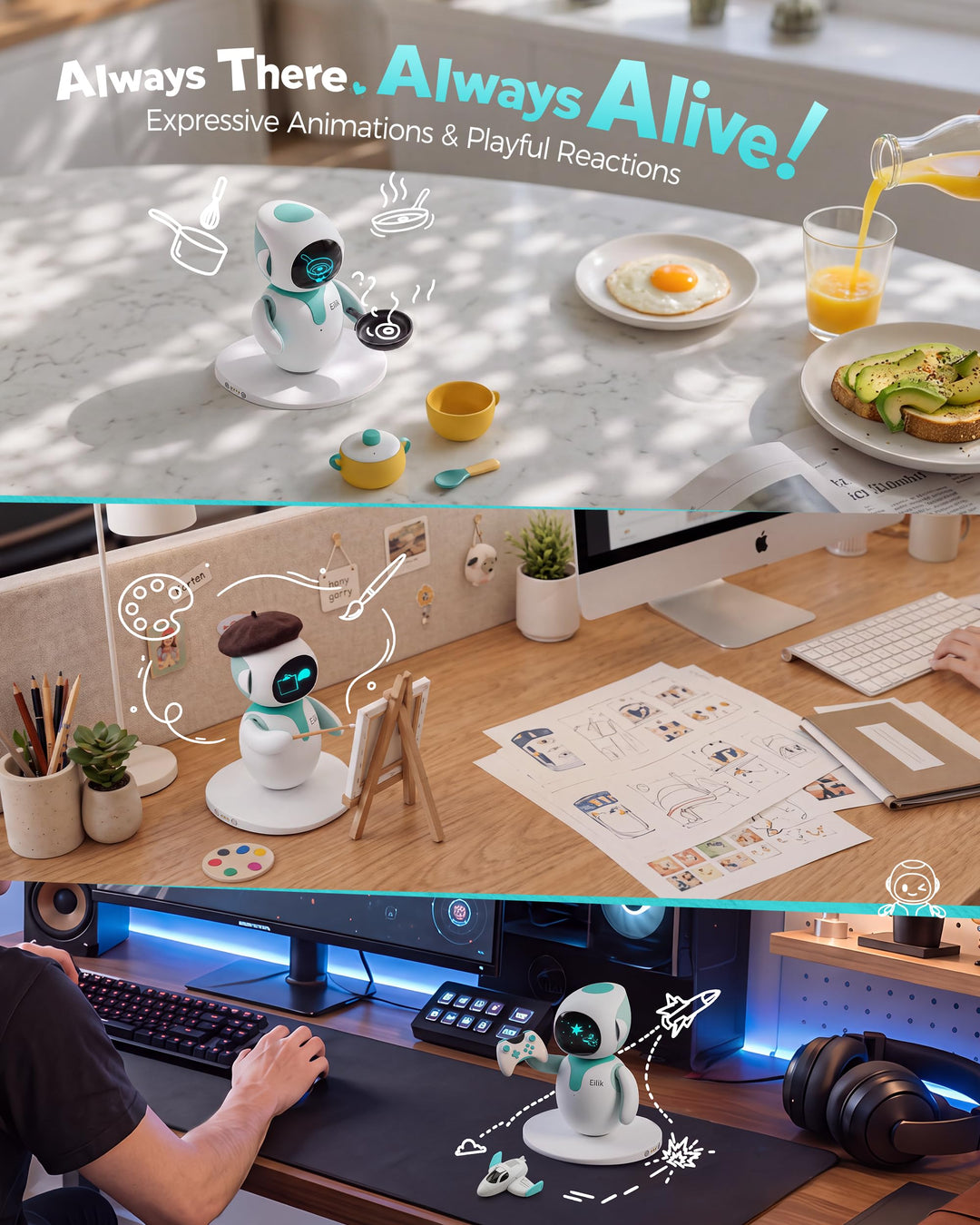 Desktop-Begleitroboter mit Emotionen Multi-Roboter-Interaktion Blau - Bild 5