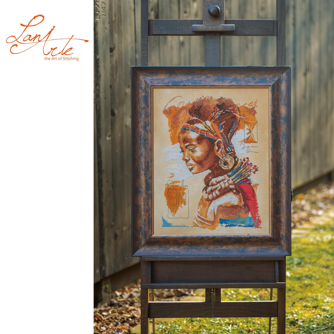 Kreuzstich-Set Afrikanische Frau Zählmuster 39x49 cm Baumwolle - Bild 6