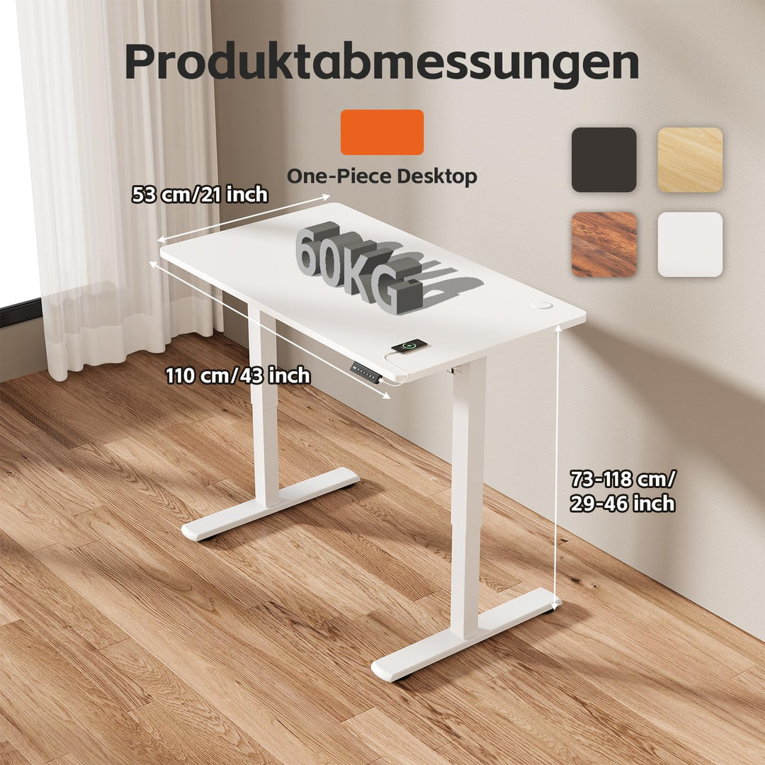 Höhenverstellbarer Schreibtisch elektrisch 110x53 cm mit Memory-Funktion - Bild 7